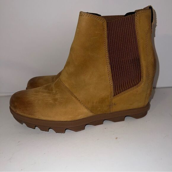 Sorel Boots Womens 9.5 Joan Of Artic Wedge II Chelsea NL3022-240 Brown Leather - Picture 2 of 11